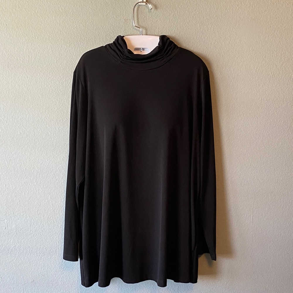 Susan Graver Black Long Sleeve Turtleneck Top Size US 1XP